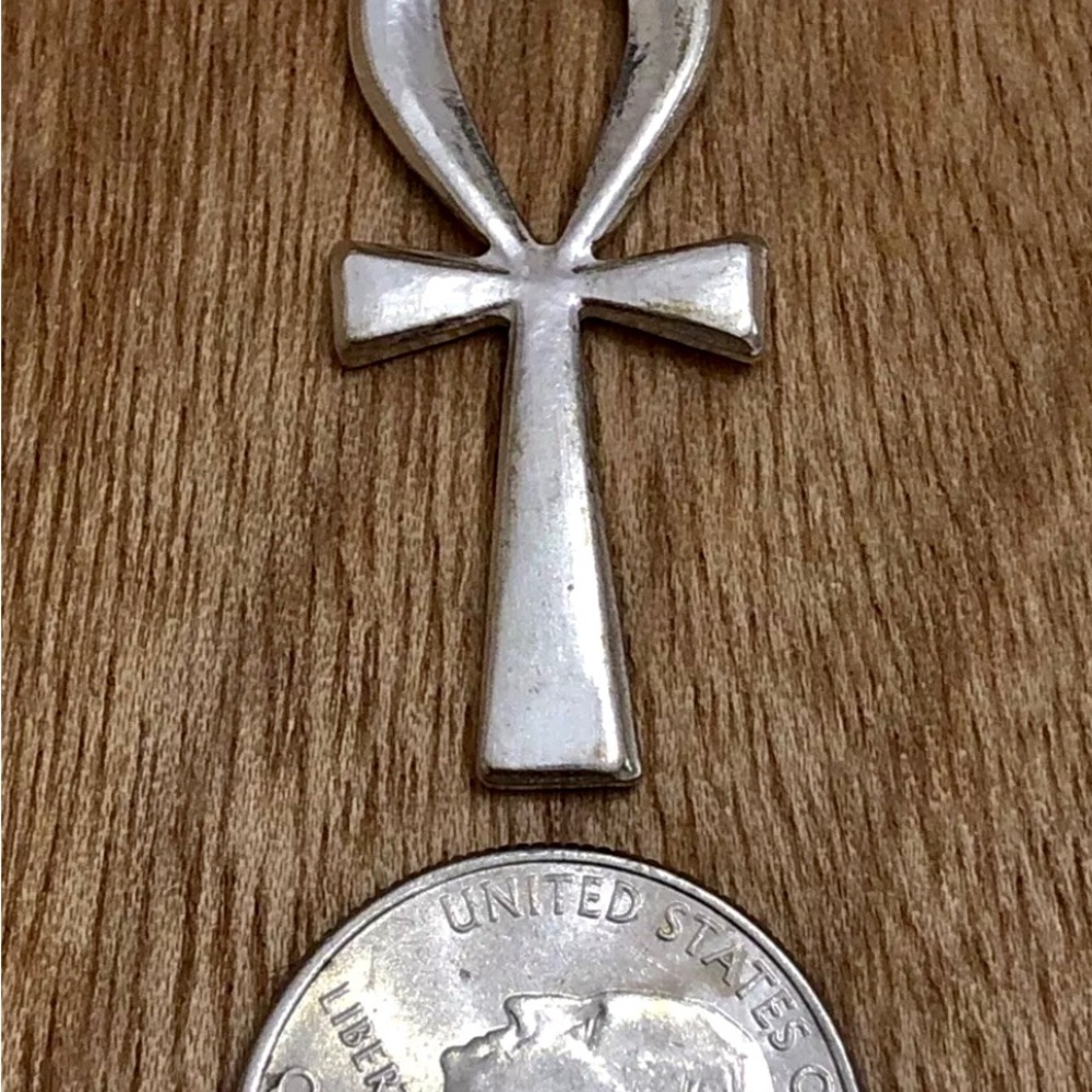 EGYPTIAN HANDMADE 800 STERLING SILVER ANKH Cross Pendant, symbol of life